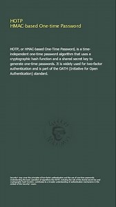 HOTP - HMAC-based One-time Password - Security+
