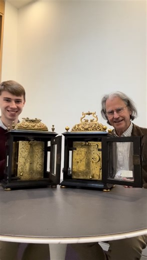 Lewis Walduck on Instagram: "These two clocks may look strikingly similar, both made by leading makers of the late 17th century Joseph Windmills and Daniel Quare. Yet, on closer inspection, there are several fascinating differences. In this video, Andrew and Lewis explore what sets them apart. #AntiqueClocks #Horology #17thCentury #ClockCollectors #JosephWindmills #DanielQuare #ClockHistory #Antiques #ArtAndDesign #CollectorsCorner #Timepieces"