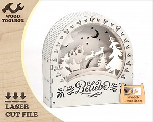 Laser Cut Christmas Shadow Box | Reindeer Sleigh SVG | Winter Scene | DIY Wood Decor | Holiday Layered Light Box File - Etsy