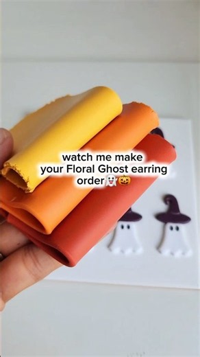 Making Floral Ghost Witches Polymer Clay Earrings! 👻🎃 #shorts