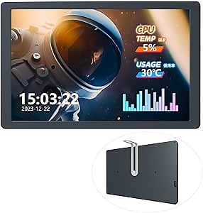 Waveshare 8inch USB Monitor, 1280 x 800 Resolution, PC Case Secondary Screen/Desktop RGB Ambient Screen, IPS Panel, with Music Spectrum Analysis Function, Type-C Interface, CNC Metal Case, Black