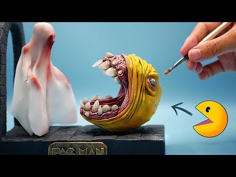 How To Make Realistic Pacman vs Ghost Diorama / Polymer Clay