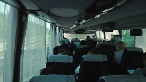 Passenger bus driving on european highway 4k Premium Stock Video Footage