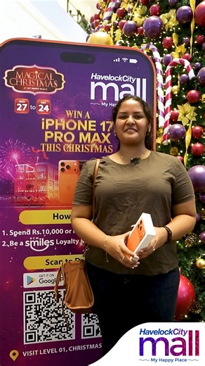 At Havelock City Mall, happiness is meant to be shared. This season of Magical Fortune rewarded 85 winners, including the Grand Prize — an iPhone 17 Pro Max, won by Sharuni Weerasinghe. In addition, ▪️ 3 winners received Rs. 100,000 cash prizes ▪️ 81 winners received Rs. 10,000 gift vouchers Thank you to everyone who participated and made this season special. It’s your Happy Place. 💜 #HCM #HavelockCityMall #MyHappyPlace #MagicalChristmas #Christmas2025 | Havelock City Mall