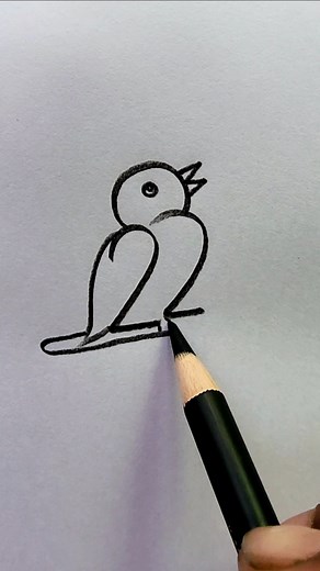 Easy technique for bird drawing #easydrawing #birddrawing #howtodraw