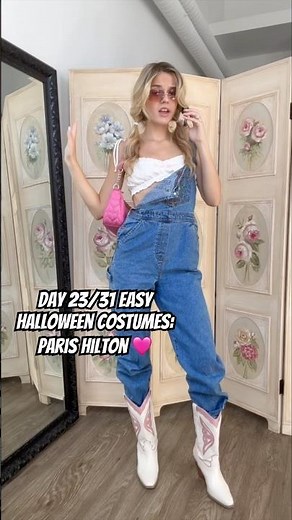 Day 23/31 Easy Halloween Costumes: Paris Hilton 🩷 #halloweencostume #y2k #ootd #cuteoutfits