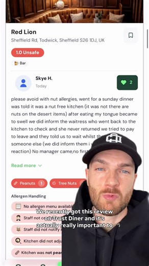 Trust Diner on Instagram: "Thanks for sharing this allergy review on Trust Diner 🙏🏻 comment ‘map’ I will send you a link to Trust Diner to find restaurants that take food allergies seriously! Thanks again for sharing all your allergy reviews to make it safer for people when eating out 🙌🏻"