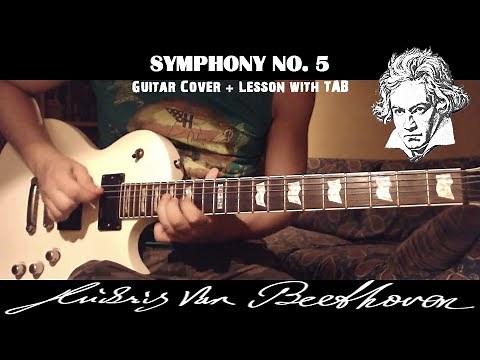 SYMPHONY No 5 Guitar Lesson wth TAB | Beethoven Rock Metal Version