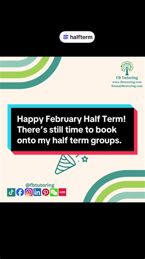 Happy Half Term everyone! 🎉📚 Schools have officially broken up for February half term and I hope you all have a brilliant, restful week — whether that’s switching off completely or using the time to reset and refocus. I’m running my February Half Term booster groups next week and there is still time to book on. Here’s what’s available: ✨ 11 Preparation (Year 5 – September 2026 exam focus) • Verbal Reasoning • Non-Verbal Reasoning • Creative Writing • 11 Maths ✨ GCSE Maths • Foundation (Calcula