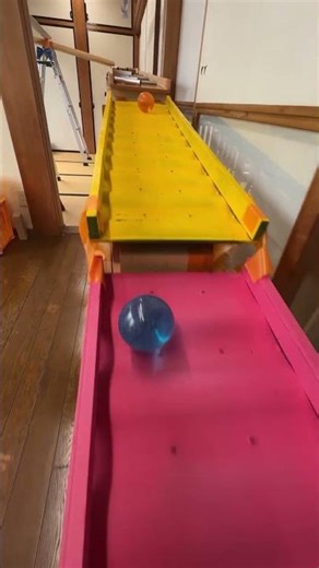 Marble Run (Marble Run Course with Corrugated Sheet Metal, Wooden Funnels, and Bouncy Balls) #14