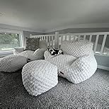 Amazon.com: Bean Bag Chair with Ottoman - Modern Comfy Beanbag Sofa with Footrest, Soft Faux Fur Lounger Chair for Adults Teens, Cozy Memory Foam Filled Gaming Reading Chairs for Bedroom, Living Room (Dusty Pink) : Home & Kitchen