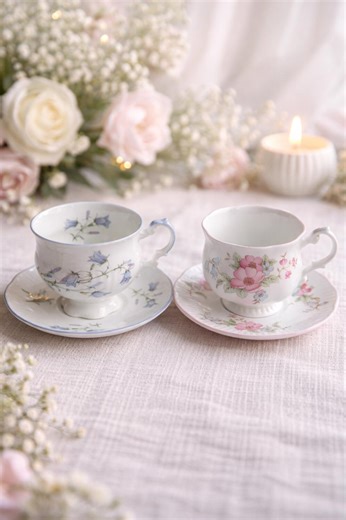 Vintage English Tea Cups Set for Two, Made in England - Etsy Canada