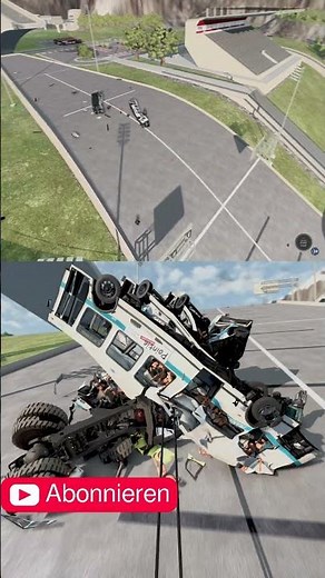 Baustellenfahrzeug rammt auf der Sprungschanze der Zerstörung 10 Busse mit Dummys#gaming#crashdrive