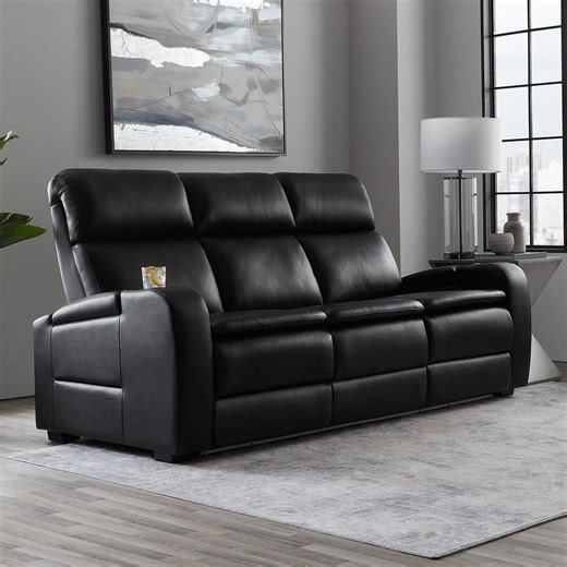Member's Mark Maxwell Power Reclining Theater Sofa with Drop Table, Black - Samsclub.com