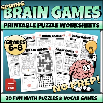 Fun Friday Math Worksheets Brain Break Games Logic Puzzles Middle School