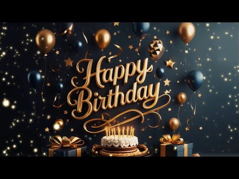 Elegant Happy Birthday Background | Luxury Navy Blue & Gold Glitter Animation (10 Minutes) 4K