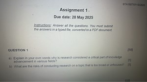 STA1507/011/0/2025Assignment 1.Due date: \mathbf { 2 8 } May... | Filo