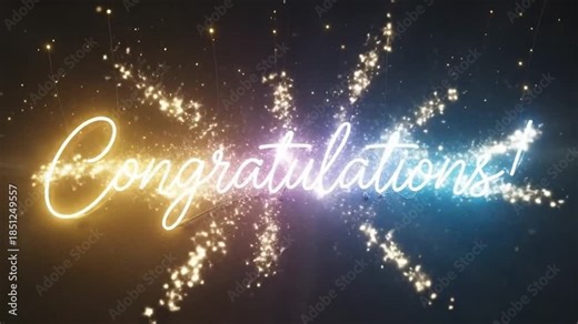 Celebratory Fireworks Display with Bright Congratulations Text Animation