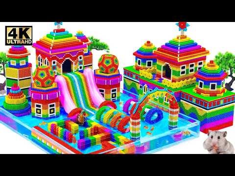 ASMR x 1.5 - Build Fun Playground Have Inflatable Water Slide & Magnetic Maze For Pets