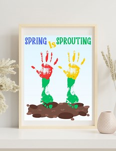 Spring Handprint Art Template|preschool Spring Art| Easy Spring Craft| Preschool Spring Craft| Spring Fingerprint Craft - Etsy