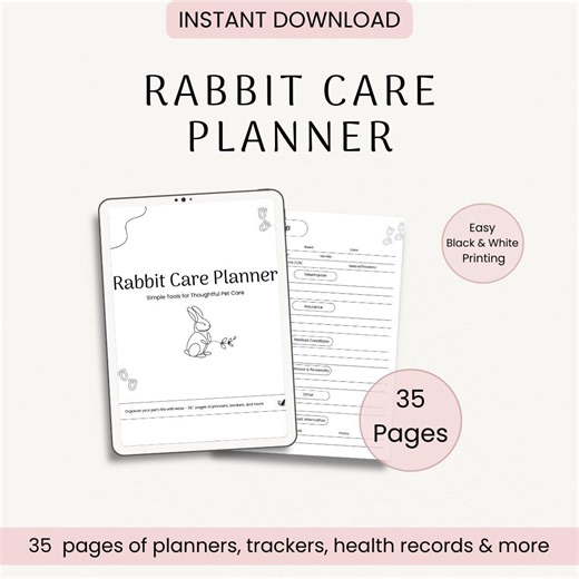 Rabbit Care Planner Printable: Bunny Health & Meal Tracker (PDF Download) - Etsy