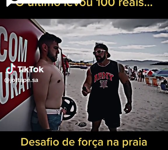 Desafio da Força com o Garoto na Praia