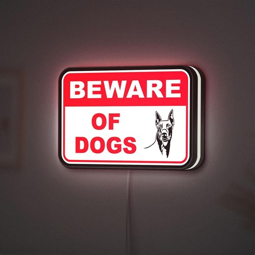 Beware of Dog LED Light Box, Funny Outdoor Warning Sign, Guard Dog Night Light for Porch, Yard, and Garden Decor - Etsy