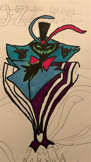 Asmodius drawing and colored helluva boss