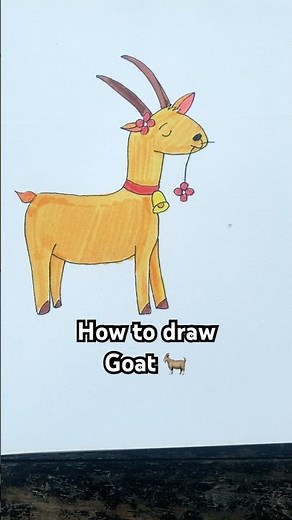 Easy Drawing For Kids Goat 😳🌈🐐 #art #shorts #ytshorts #kids #creative