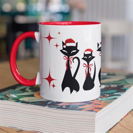 Atomic Cat Coffee Mug Mid Century Modern Style Cat Mug for Retro Cat Lovers Holiday Gift Great Stocking Stuffer or Coworker Gift - Etsy