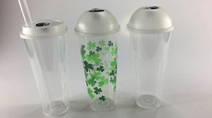 Personalized Plastic LED Light Straw Tumbler Custom Advertising Cup Mug with Straw