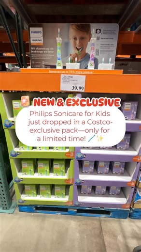Costco Finds Canada on Instagram: "🚨 NEW & EXCLUSIVE!! ‌ ✨ #Ad @philipssonicare Sonicare for Kids has landed at Costco Canada in a brand new Costco-exclusive pack! ‌ 🪥 Make brushing FUN! This interactive, sonic-powered rechargeable toothbrush keeps kids engaged while they learn healthy habits. ‌ 📱 With the Bluetooth app, kids get guided brushing and encouragement to brush longer & better (no more rushing through it 😉). ‌ 💚 Costco-exclusive pack comes in brand new colours with green 💚 & pur