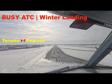 Busy ATC! | Toronto Pearson RWY 24L | A330 🛬 Winter Landing