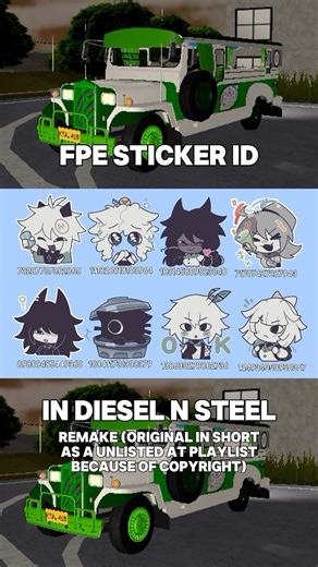Fpe Sticker Code (Remake in Shorts) in Diesel N Steel | #roblox #gaming