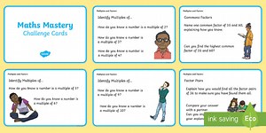 Year 5, Multiplication and Division, Multiples and Factors Maths Challenge Cards