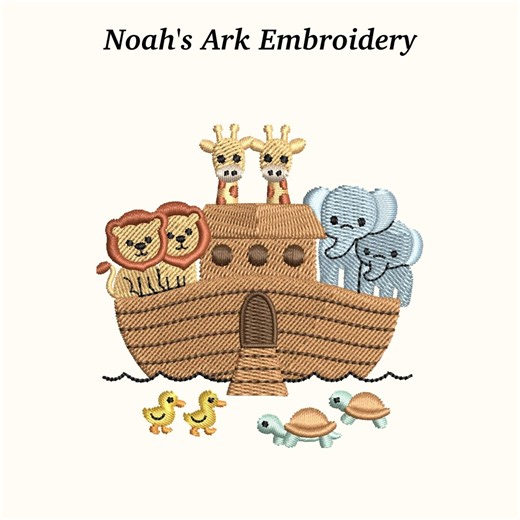 Noah's Ark Embroidery Design: Animal Ark Scene (3 Sizes) - EMB File (instant Download) - Etsy