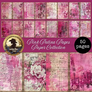 Pink Patina Junk Journal, 50 Printable Pages, Vintage Paper, Digital Scrapbook, Instant Download, Ephemera Sheets, Aged Texture, Grungy - Etsy