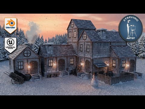 3DT Snowy Village Modular Pack for Blender & Game Design