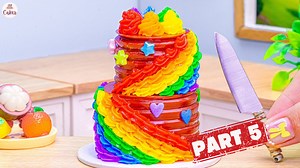 Rainbow buttercream cake decorating tips | Mini cakes part 5