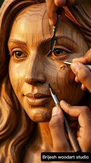 Desi"Anuskha🔥Inspired Wooden Statue🔥#woodcraft #shorts #woodcarving#handcarved #shortsfeed#ytshorts