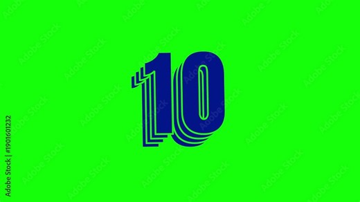 15 seconds stylized multi-layer countdown number with a navy gradient on green screen, featuring a playful popping wobble animation where each digit fades out and transitions to the next.