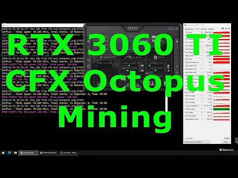 RTX 3060 TI CFX Conflux Octopus Mining Hashrate Overclocking Test