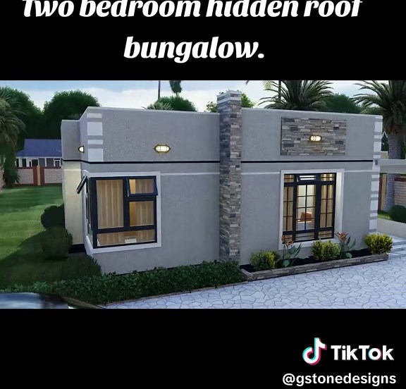 Two bedroom hidden roof bungalow. Features. Spacious living room. Dining. Ensuite master bedroom. Ensuite children's bedroom. Kitchen with a pantry. Rear laundry porch. Well designed entry porch. Call:0748274192. #layoutdesign #apartments #construction #bungalowhousedesign #jenganyumbastandard