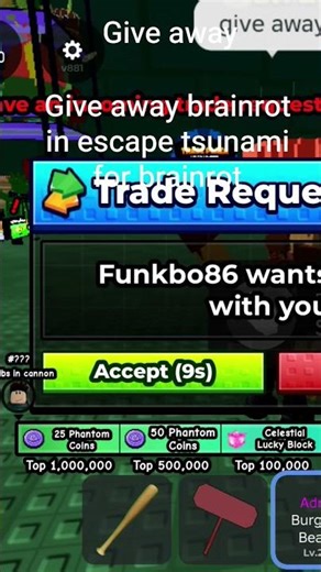 give away brainrot in escape tsunami for braineot #roblox