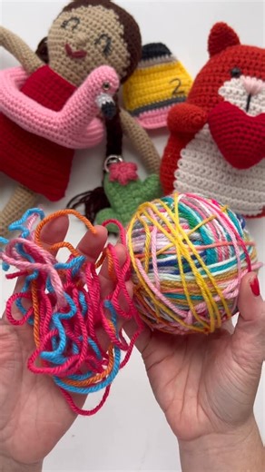 Ashley Stallsworth on Instagram: "Looking for a fun way to reuse your yarn scraps? How ’bout turning them into a scrappy ball of yarn?! Every knot is a tiny memory from a past project, stitched together into something new and full of personality. Scrappy yarn is perfect for making things like crochet baskets, mug rugs, and scrappy blankets! How do you like to use your yarn scraps? #yarnscraps #scrappycrochet #scrapbusting #crochethack #yarnlife"