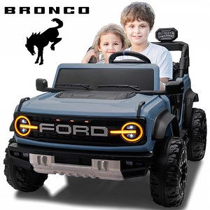2 Seats 24V Electric Car for Big Kids, Licensed Ford Bronco Raptor Powered Ride On Car with 4 Wheels Spring Suspension, Parent Remote Control, 24V Ride On Toys for Ages 3-8 Boys Girls Gifts, Blue