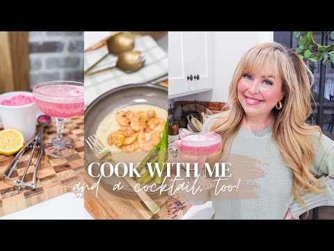 COOK WITH ME // CAJUN SHRIMP & GRITS & BLUEBERRY ELDERFLOWER MARTINI // CHARLOTTE GROVE FARMHOUSE