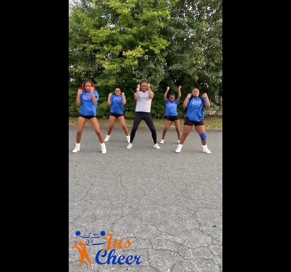 #CHEERSZNCHALLENGE accepted! Jus Cheer had to jump on it and we brought out Coach T & Coach Tya! Its SZN 6 and we glowing! 🤗🧡💙💕 4 4 = ATE! Check out our most recent post on Instagram! @jus_cheer