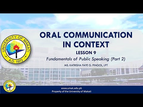 Lesson 9 (Part 2): Fundamentals of Public Speaking | Oral Communication in Context