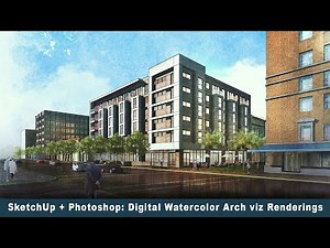 SketchUp + Photoshop: Digital Watercolor Arch Viz Renderings -- Reflections